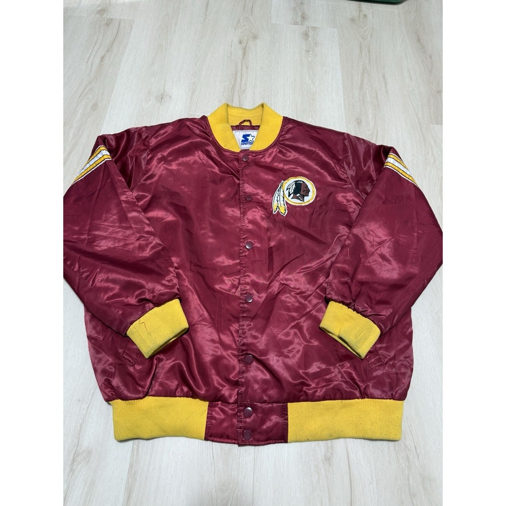 Vintage 80s Washington Redskins Commanders Starter Embroidered Satin Jacket 2XL